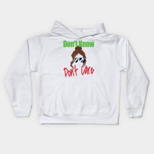 Messy Bun Don't Know Don't Care Kids Hoodie